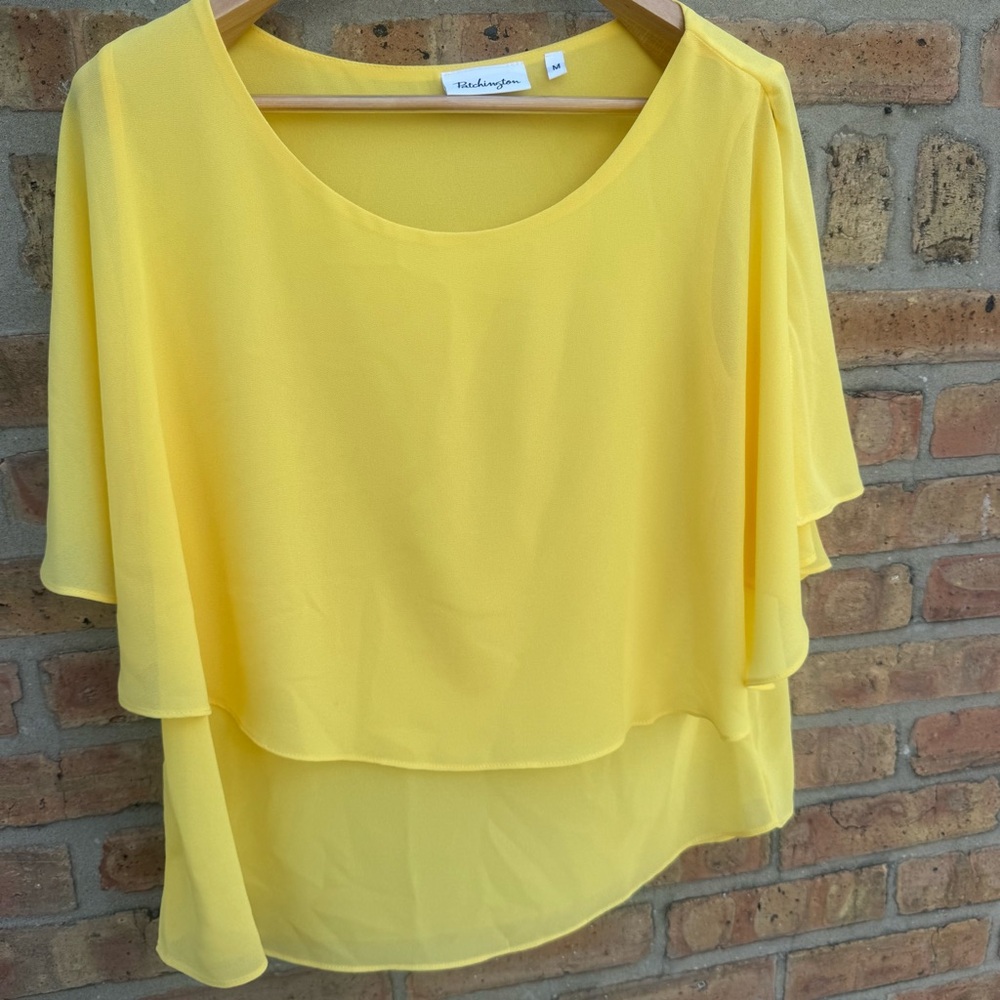 Yellow Chiffon Layered Top Sz M
